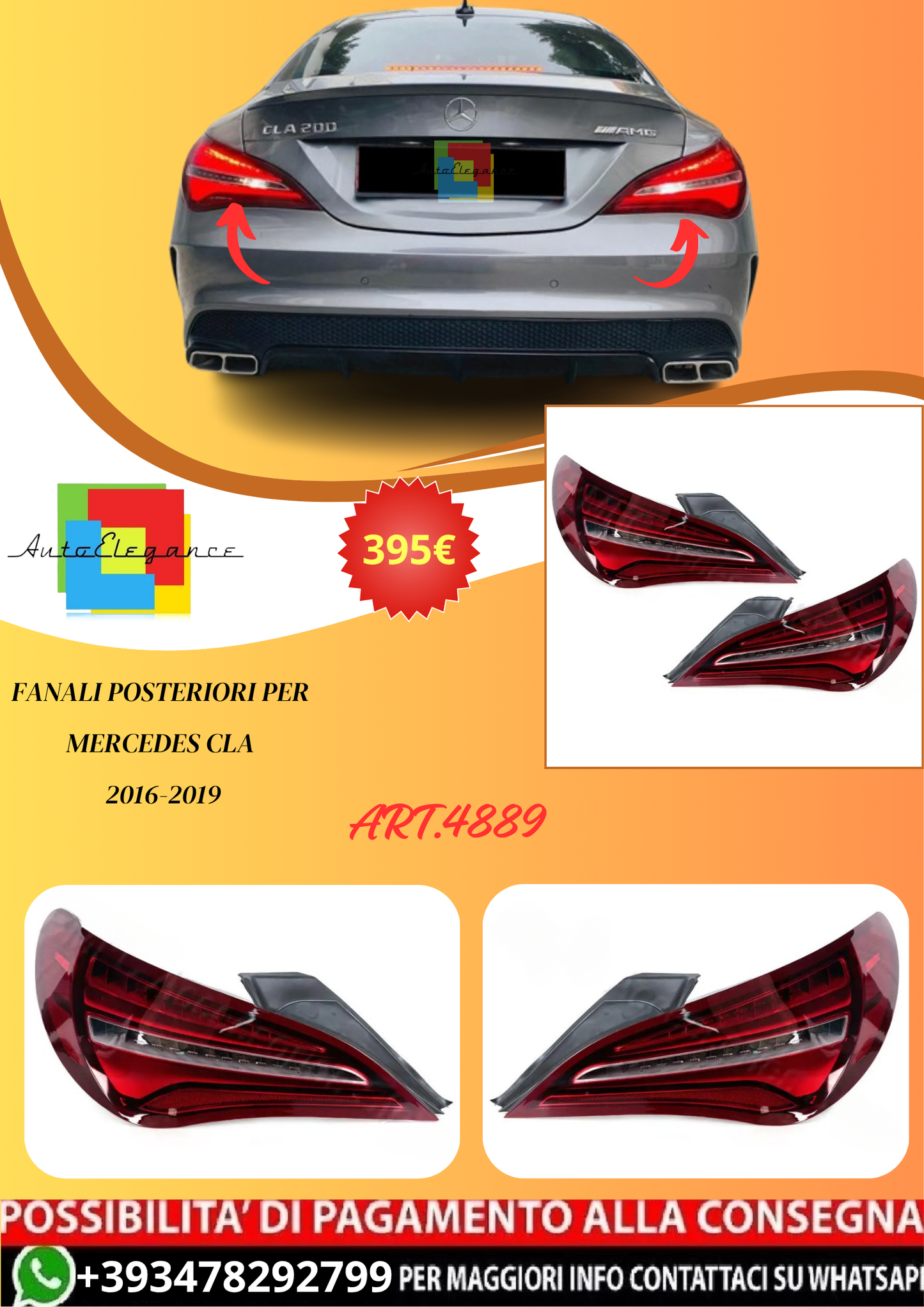💫ART.4889 Fanali Posteriori per Mercedes CLA 2016-2019💫