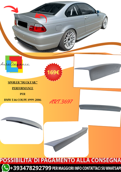 💫ART.3697 Spoiler 'Ducktail' con bordo verniciato, per BMW E46 Coupe 99-06💫