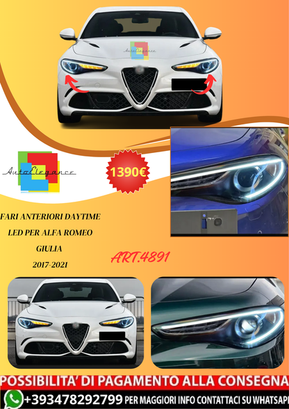 💫ART.4891 Fari Anteriori Daytime LED per Alfa Romeo Giulia 2017-2021💫