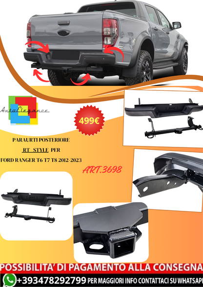 💫ART.3698 Kit Paraurti posteriore RT Style per Ford Ranger T6 T7 T8 12-23💫