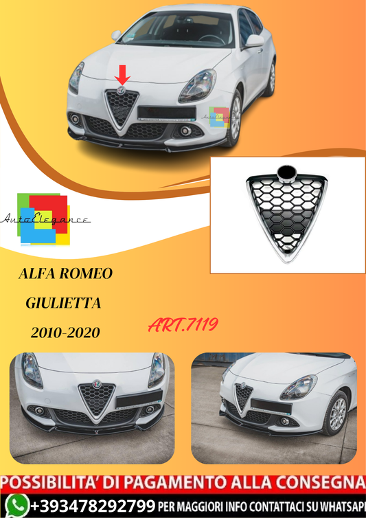 💫ART.7119 Griglia Anteriore Cromata Satinata Alfa Romeo Giulietta 2010-2020💫
