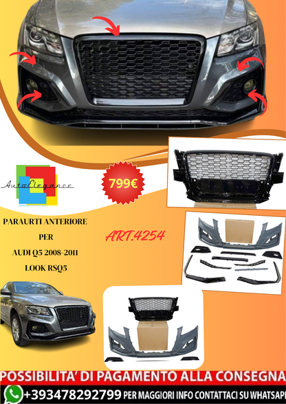 💫ART.4254 Paraurti Anteriore adatto per Audi Q5 2008-2011 Look RSQ5💫