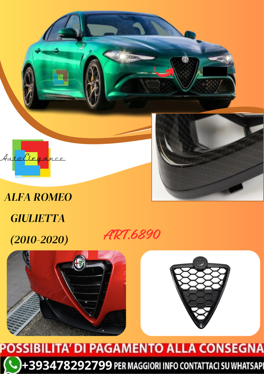 💫ART.6890 Griglia Anteriore Effetto carbonio per Alfa Romeo Giulietta (2010-2020)💫
