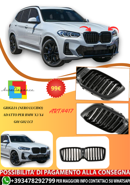 💫ART.4417 Griglia (NERO LUCIDO) Adatto per BMW X3 X4 G01 G02 LCI💫