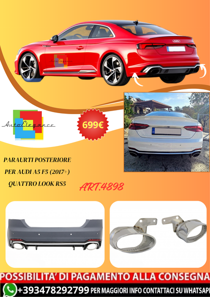 💫ART.4900 Paraurti Posteriore per Audi A5 F5 (2017+) Quattro look RS5💫