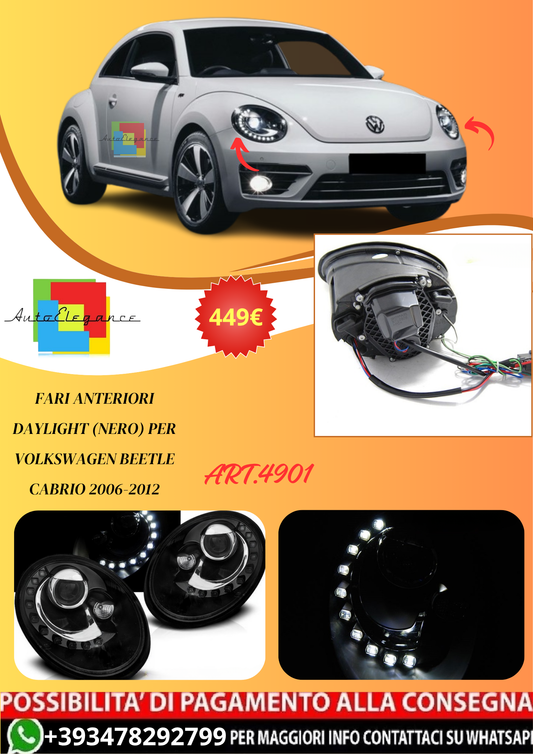 💫ART.4901 Fari Anteriori per Volkswagen Beetle Cabrio 2006-2012💫