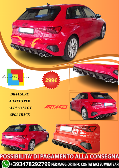 💫ART.4423 Diffusore DUPLEX adatto per Audi A3 S3 GY Sportback💫