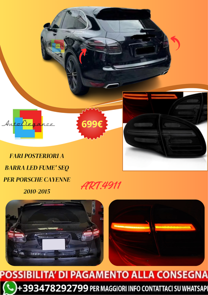 💫ART.4911 Fari Posteriori a Barra LED Fume' SEQ per Porsche Cayenne 2010-2015💫