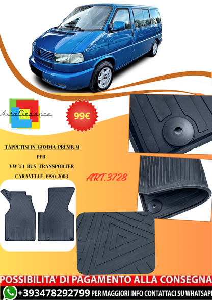 💫ART.3728 Tappetini in gomma Premium per VW T4 Transporter Caravelle 90-03💫