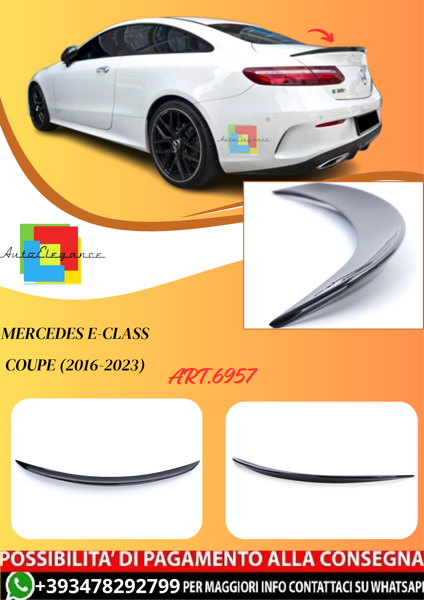 💫ART.6957 Spoiler Posteriore AMG Look per Mercedes E-Class Coupe (2016-2023)💫