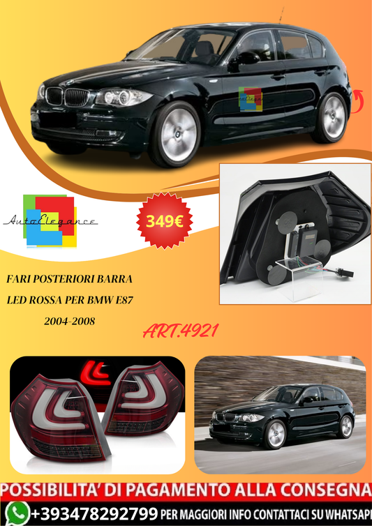 💫ART.4921 FARI POSTERIORI A BARRA LED ROSSA PER BMW E87 2004-2008💫