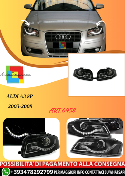 💫ART.6458 FARI DAYLIGHT NERI per AUDI A3 8P 2003-2008💫