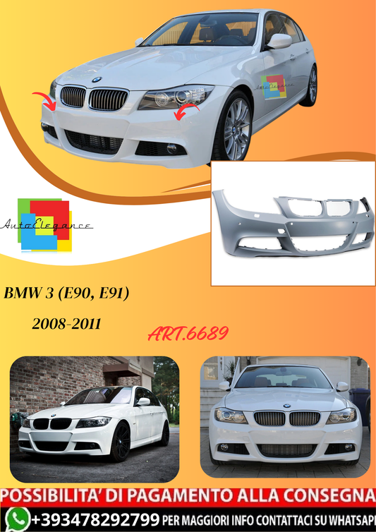 💫ART.6689 Paraurti Anteriore M-Sport Look per BMW 3 (E90, E91) 2008-2011💫
