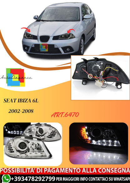 💫ART.6470 FARI DAYLIGHT CROMATI per SEAT IBIZA 6L 2002-2008💫
