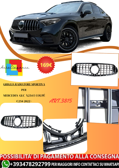 💫ART.3815 Griglia Radiatore Sportiva Nera Cromata per Mercedes GLC X254 2022+💫