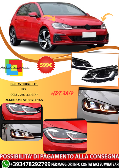 💫ART.3819 Fari Anteriori LED (2 pezzi) per Golf 7 2013-2017 MK7 7.5 Design💫