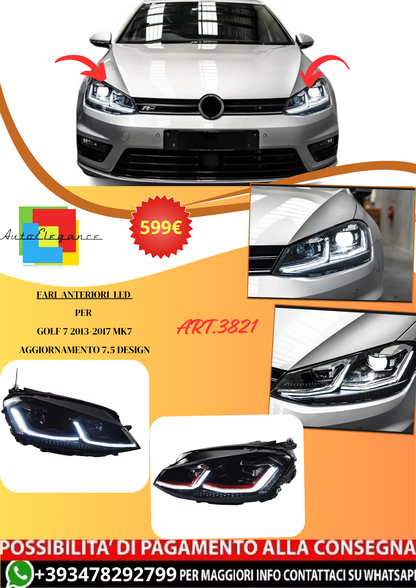 💫ART.3821 Fari Anteriori LED (dinamici) per VW Golf 7 MK7 2013-2016💫