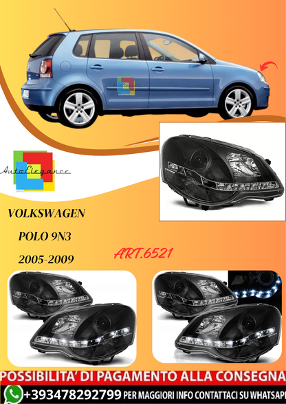 💫ART.6521 LPVWA6 FARI DAYLIGHT NERI per VW POLO 9N3 2005-2009💫