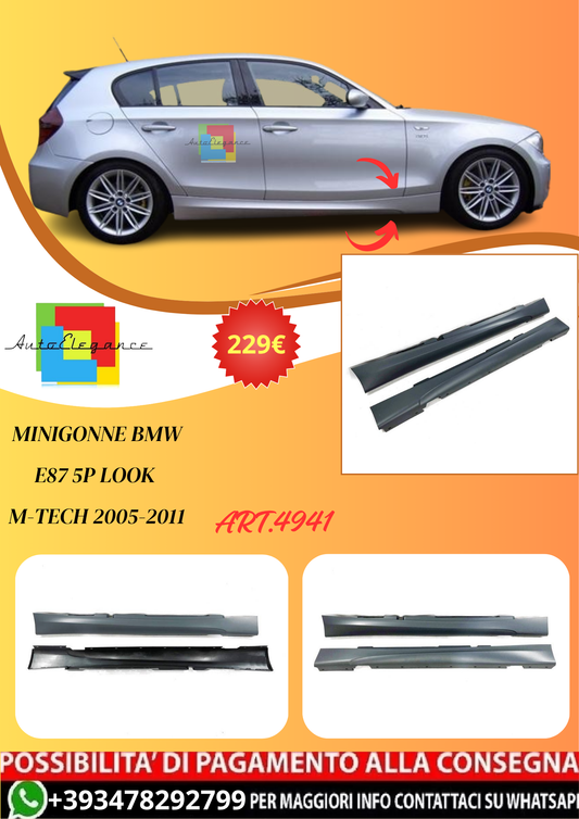 💫ART.4941 Minigonne adatto per BMW E87 5P Look M-Tech 2005-2011💫