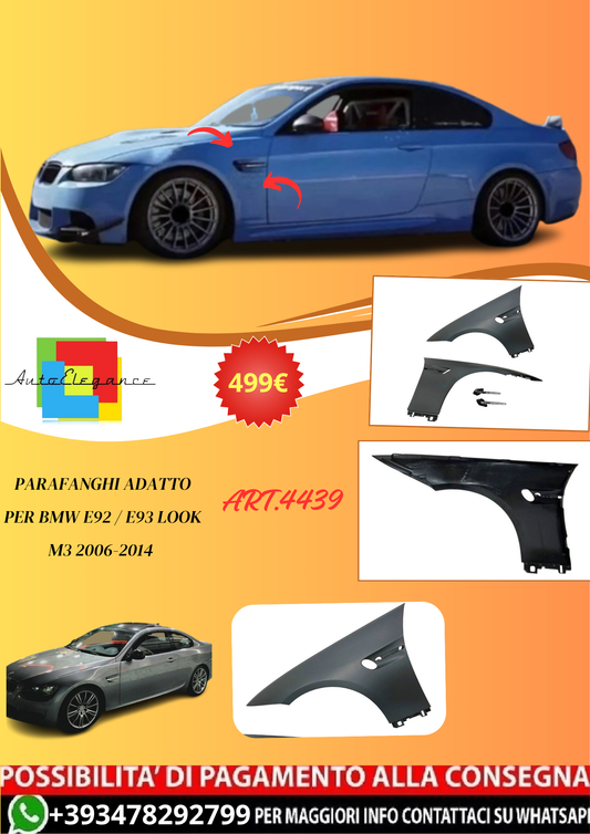 💫ART.4439 TCB1639 Parafanghi adatto per BMW E92 / E93 Look M3 2006-2014💫
