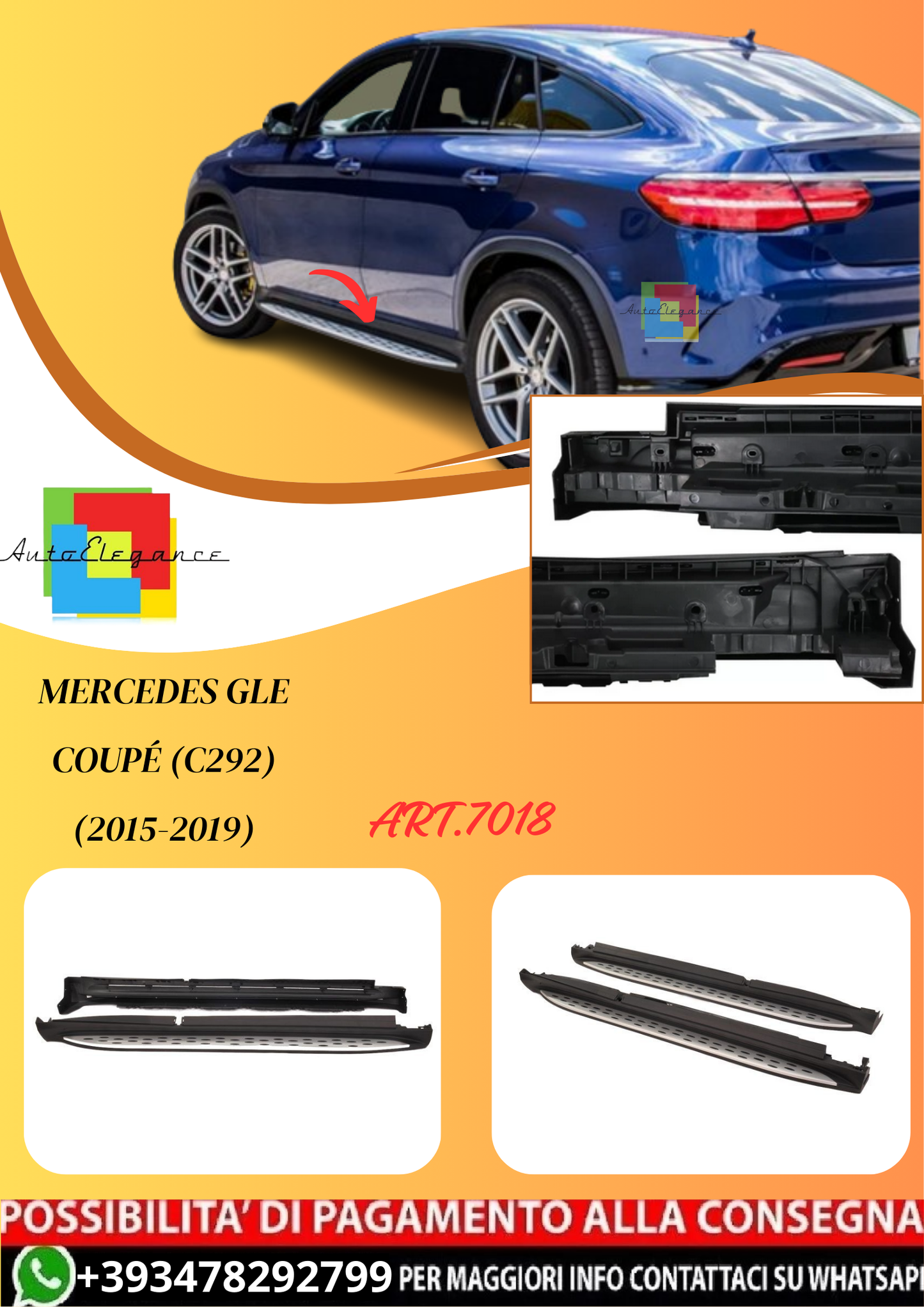 💫ART.7018 Pedane laterali in Alluminio per Mercedes GLE Coupé (C292) 2015-2019💫