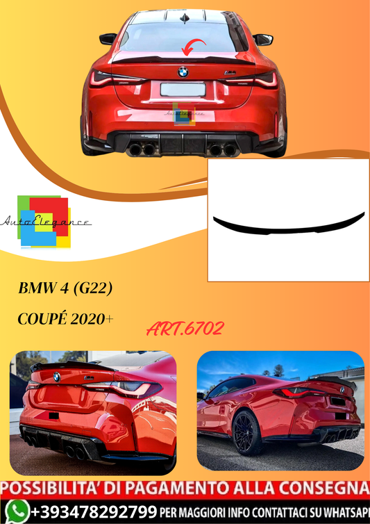 💫ART.6702 Spoiler Posteriore M4 Look per BMW 4 (G22) Coupé 2020+💫