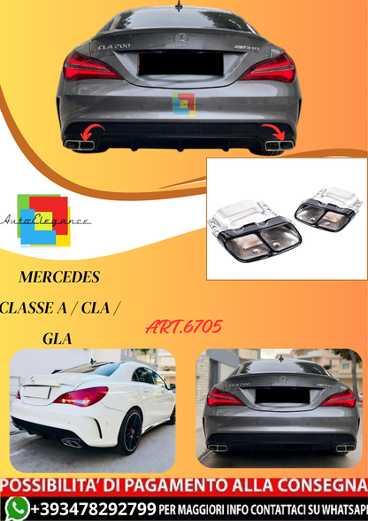 💫ART.6705 Terminali di Scarico Stile 45 AMG per Mercedes Classe A / CLA / GLA 💫