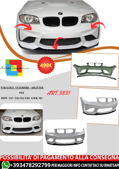 💫ART.3831 Paraurti Anteriori + Splitter BMW E87/ E81/E82/E88 Look M2💫
