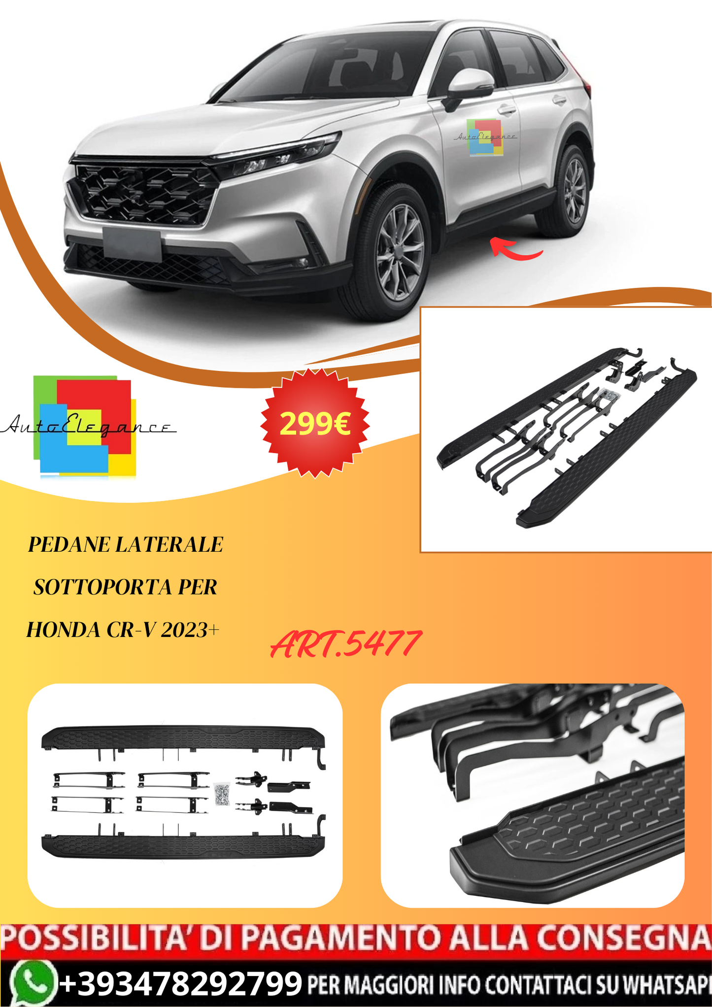 💫ART.5477 Pedane Laterale Sottoporta per Honda CR-V 2023+ 💫