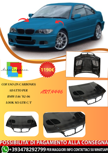 💫ART.4446 Cofano (In Carbonio) per BMW E46 '02-06 2P Look M3 GTR C/T💫
