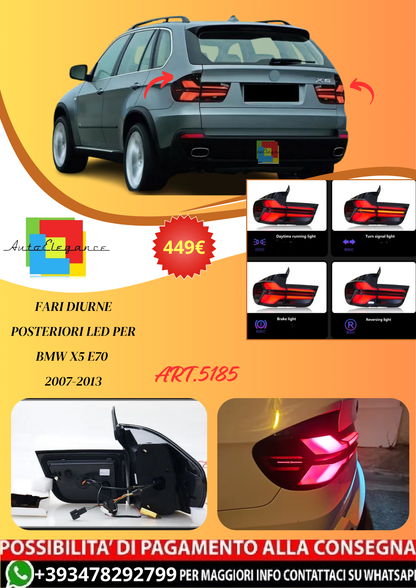💫ART.5185 Fari Diurne Posteriori LED per BMW X5 E70 2007-2013💫