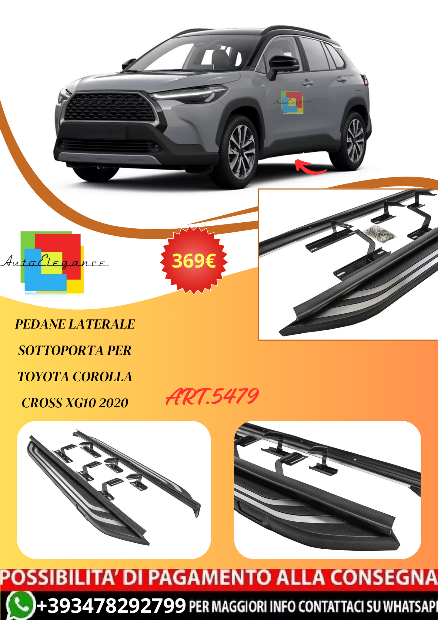 💫ART.5479 Pedane Laterale Sottoporta Per Toyota Corolla Cross XG10 2020💫