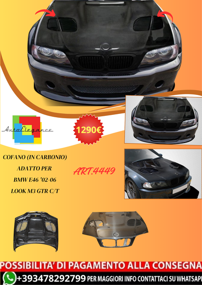 💫ART.4449 Cofano (In Carbonio) per BMW E46 '02-06 2P Look M3 GTR C/T💫