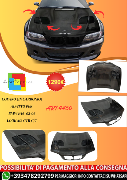 💫ART.4450 Cofano (In Carbonio) adatto per BMW E46 Look M3 GTR💫