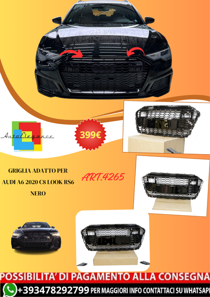 💫ART.4265 Griglia per Audi A6 2020 C8 Look RS6 Nero💫