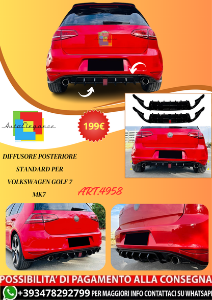 💫ART.4958 Diffusore Posteriore Standard per Volkswagen Golf 7 Mk7 💫