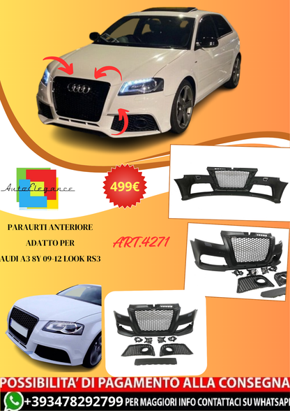 💫ART.4271 Paraurti Anteriore per Audi A3 8Y Sportback 09-12 Look RS3💫