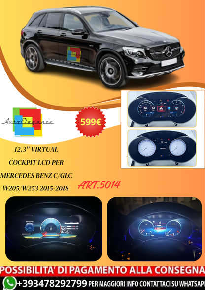💫ART.5014 12.3" Virtual Cockpit LCD Per Mercedes Benz C/GLC 2015-2018💫