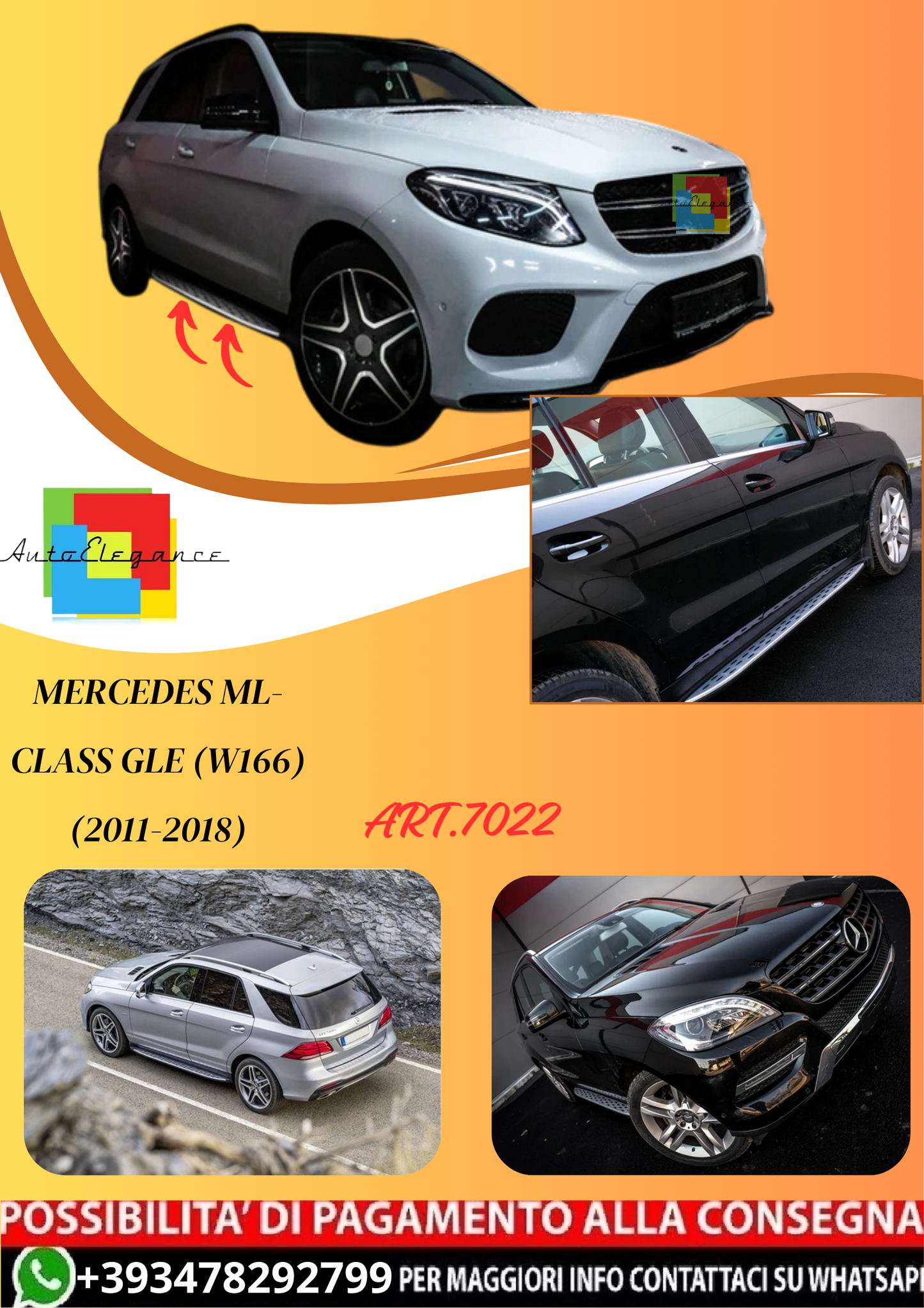 💫ART.7022 Pedane Laterali per Mercedes ML-Class GLE (W166) (2011-2018)💫