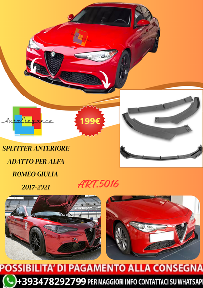 💫ART.5016 Splitter Anteriore adatto per Alfa Romeo Giulia 2017-2021💫