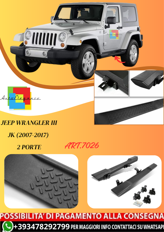 💫ART.7026 Pedane Laterali per Jeep Wrangler III JK (2007-2017) 2 porte stile OEM💫