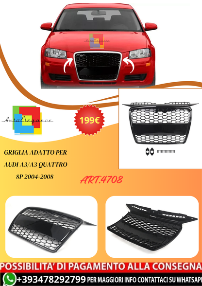 💫ART.4708 Griglia adatto per Audi A3/A3 Quattro 8P 2004-2008💫
