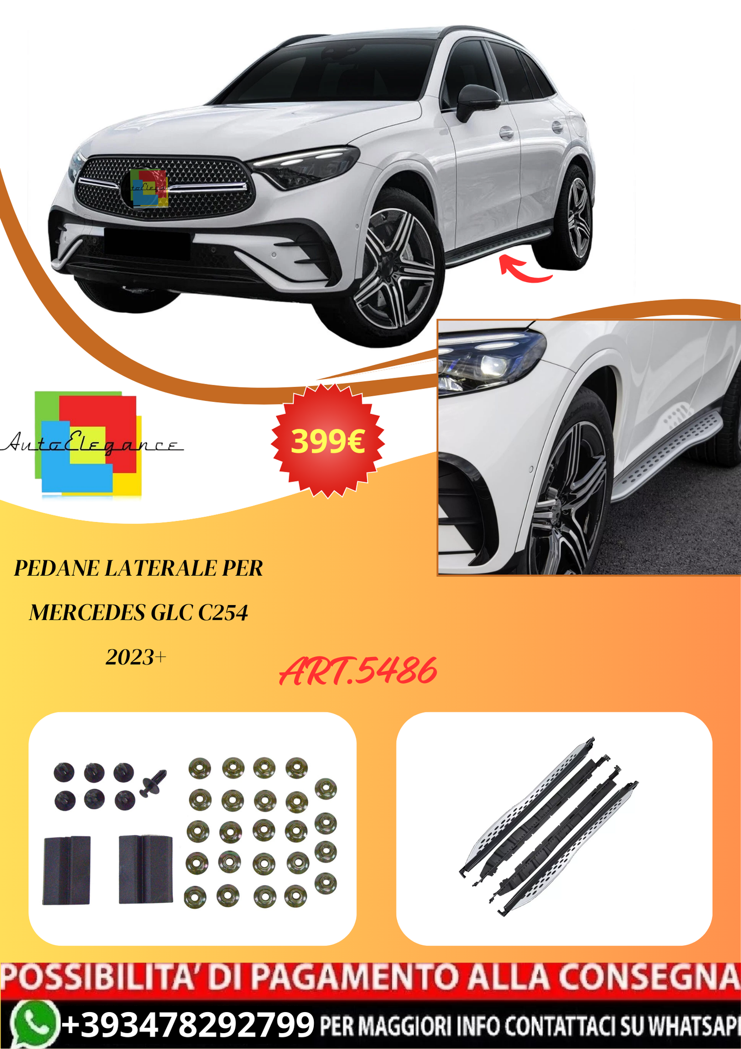 💫ART.5486 Pedane Laterale per Mercedes GLC C254 2023+💫
