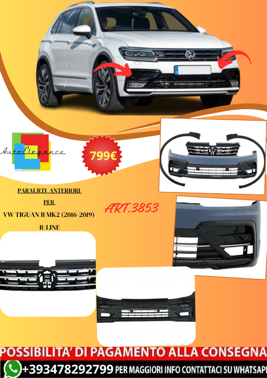 💫ART.3853 Paraurti anteriore adatto per VW Tiguan II Mk2 R-LINE 16-19💫