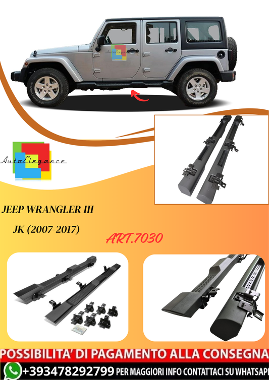💫ART.7030 Pedane Laterali per Jeep Wrangler III JK (2007-2017) 4 porte stile OEM💫