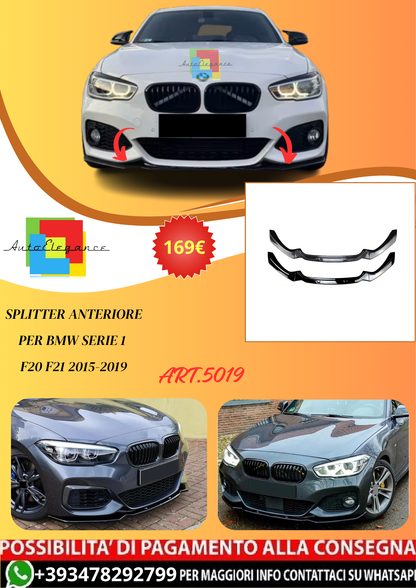 💫ART.5019 Splitter Anteriore per BMW Serie 1 F20 F21 2015-2019💫