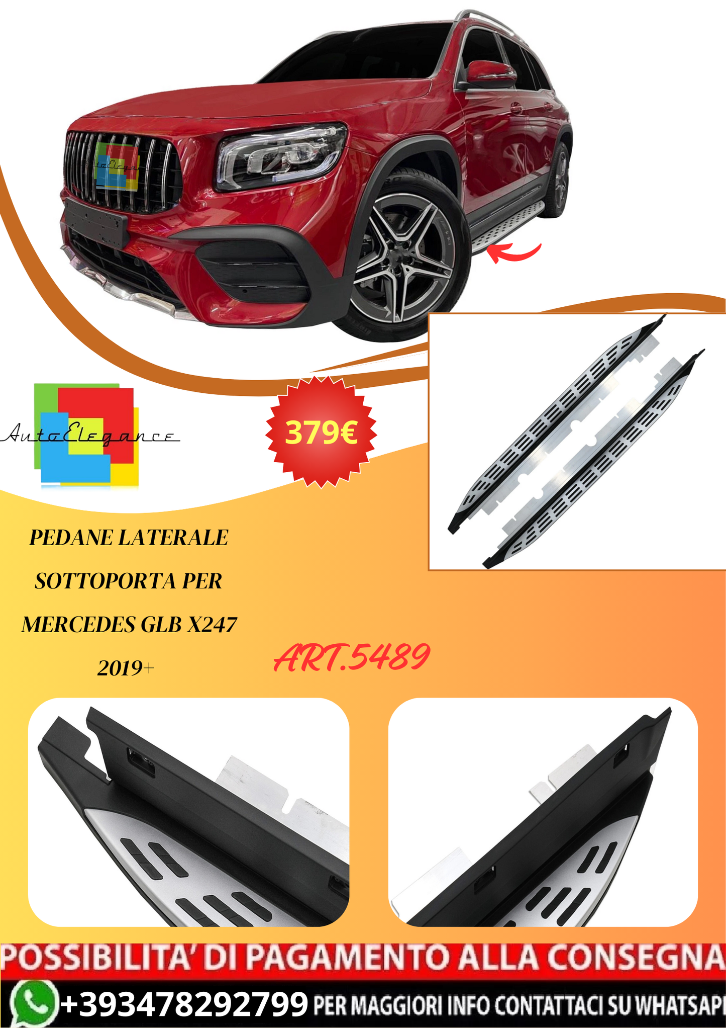 💫ART.5489 Pedane Laterale Sottoporta per Mercedes GLB X247 2019+💫