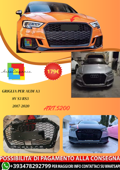 💫ART.5200 Griglia per Audi A3 8V S3 RS3 2017-2020💫