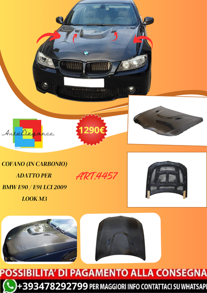 💫ART.4457 Cofano (In Carbonio) adatto per BMW E90 / E91 LCI 2009 Look M3💫