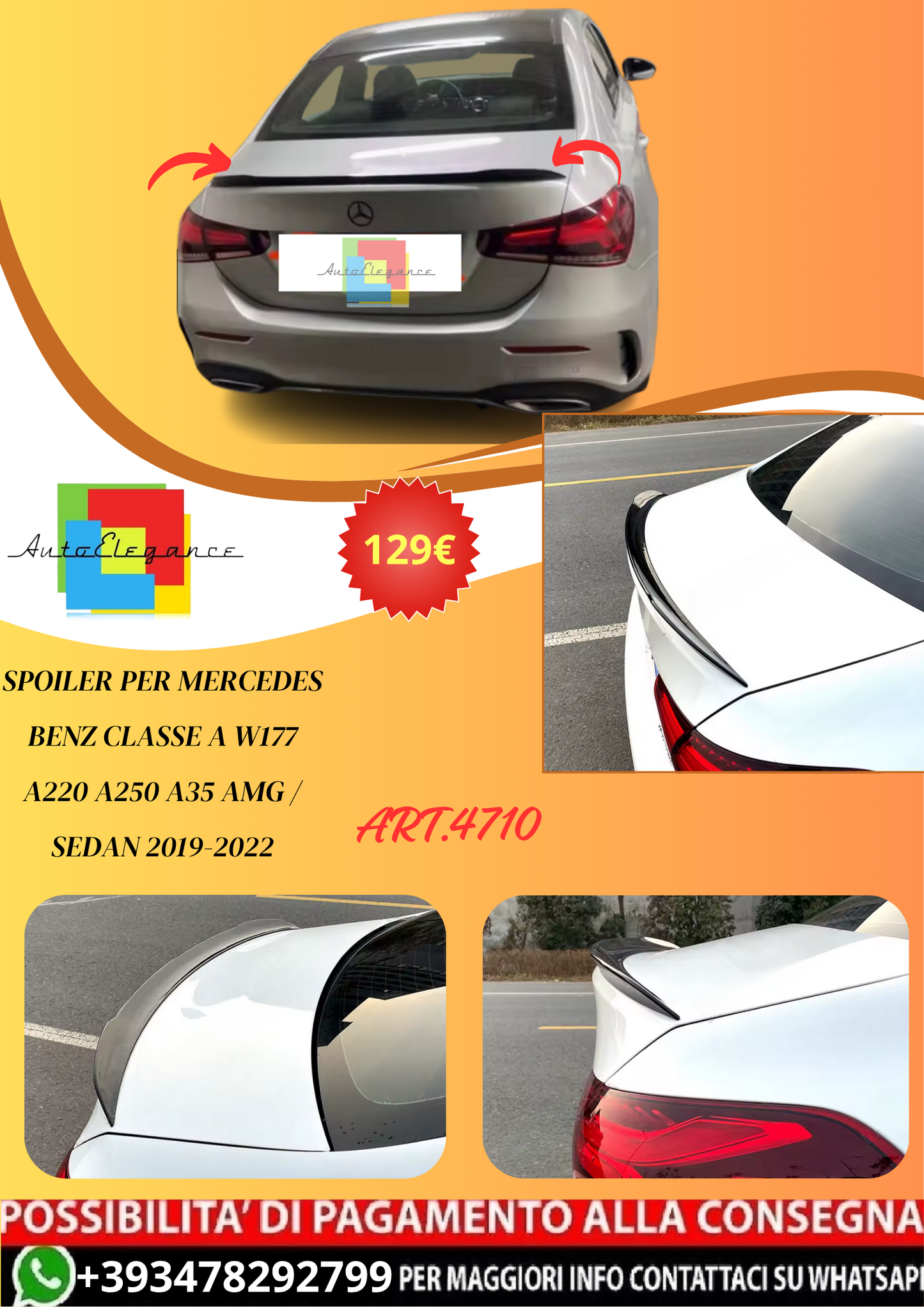 💫ART.4710 Mercedes Benz Classe A W177 A220 A250 A35 AMG / Sedan 2019-2022💫